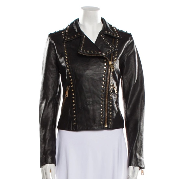 Versace Versus collection gold studded leather jacket size 46 - Picture 2 of 12